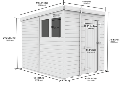 Sheds DIY Pent Garden Shed 8 ft Width