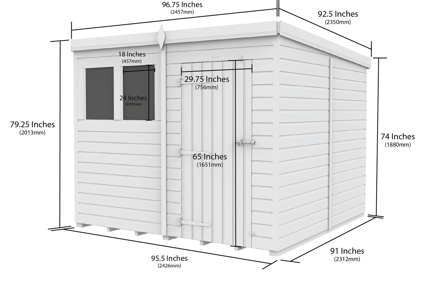 Sheds DIY Pent Garden Shed 8 ft Width