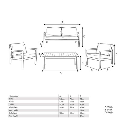 Pacific Lifestyle - Malta Outdoor Seating Set