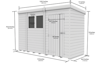 Sheds DIY Pent Garden Shed 4 ft Width