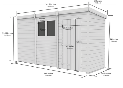 Sheds DIY Pent Garden Shed 4 ft Width