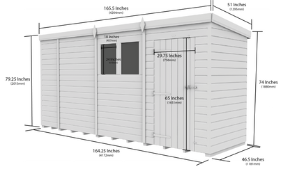 Sheds DIY Pent Garden Shed 4 ft Width