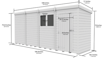 Sheds DIY Pent Garden Shed 4 ft Width