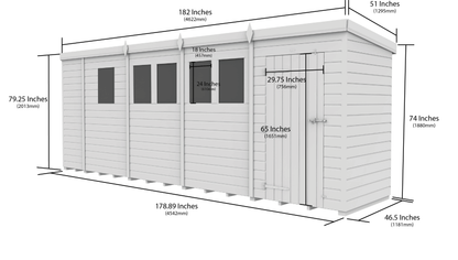 Sheds DIY Pent Garden Shed 4 ft Width