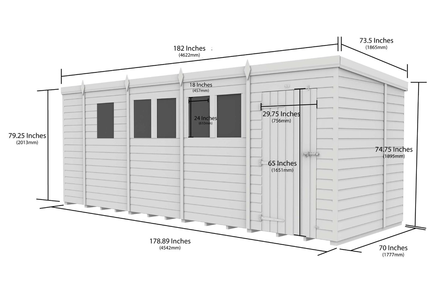Sheds DIY Pent Garden Shed 6 ft Width