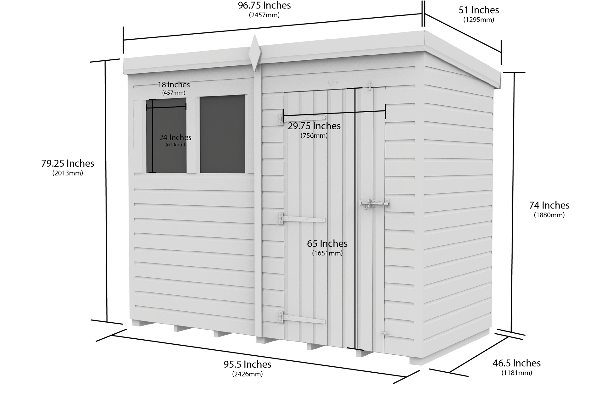 Sheds DIY Pent Garden Shed 4 ft Width