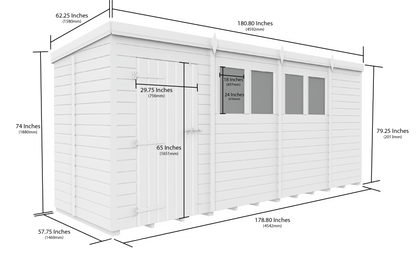 Sheds DIY Pent Garden Shed 5 ft Width