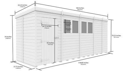 Sheds DIY Pent Garden Shed 5 ft Width