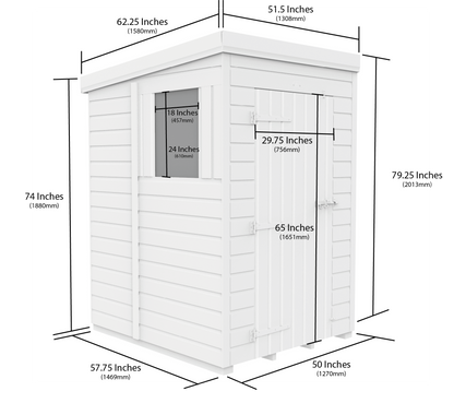 Sheds DIY Pent Garden Shed 5 ft Width