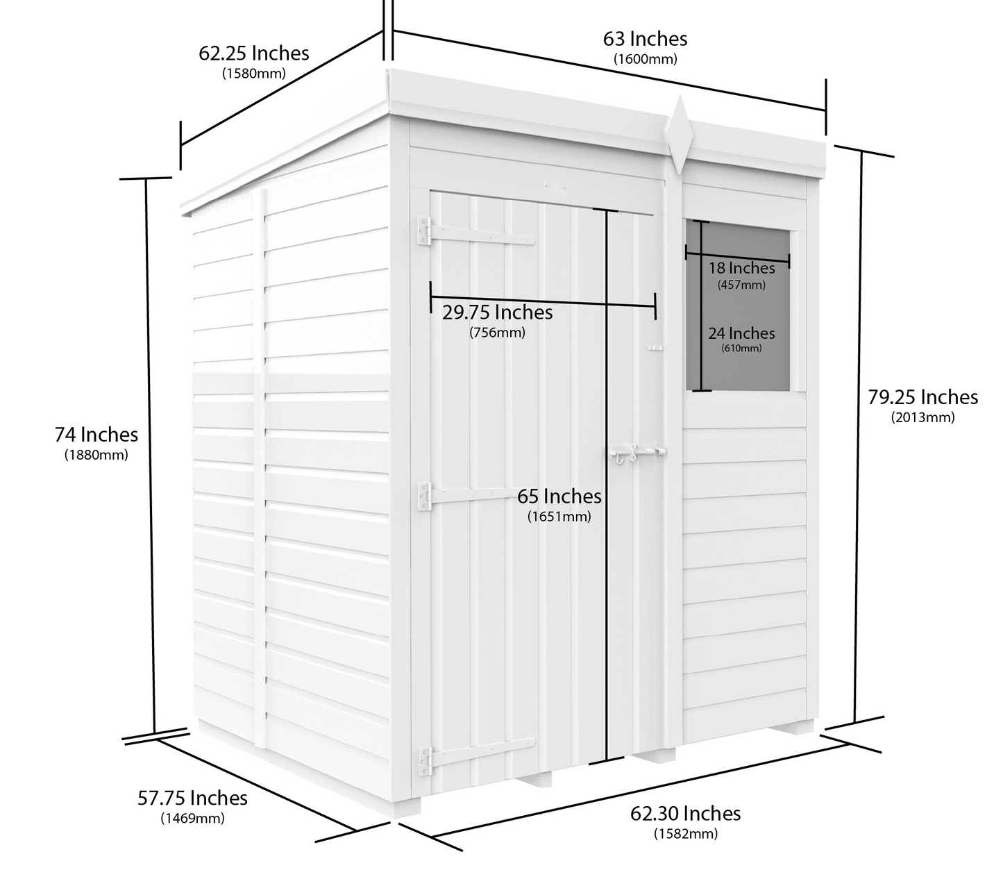 Sheds DIY Pent Garden Shed 5 ft Width