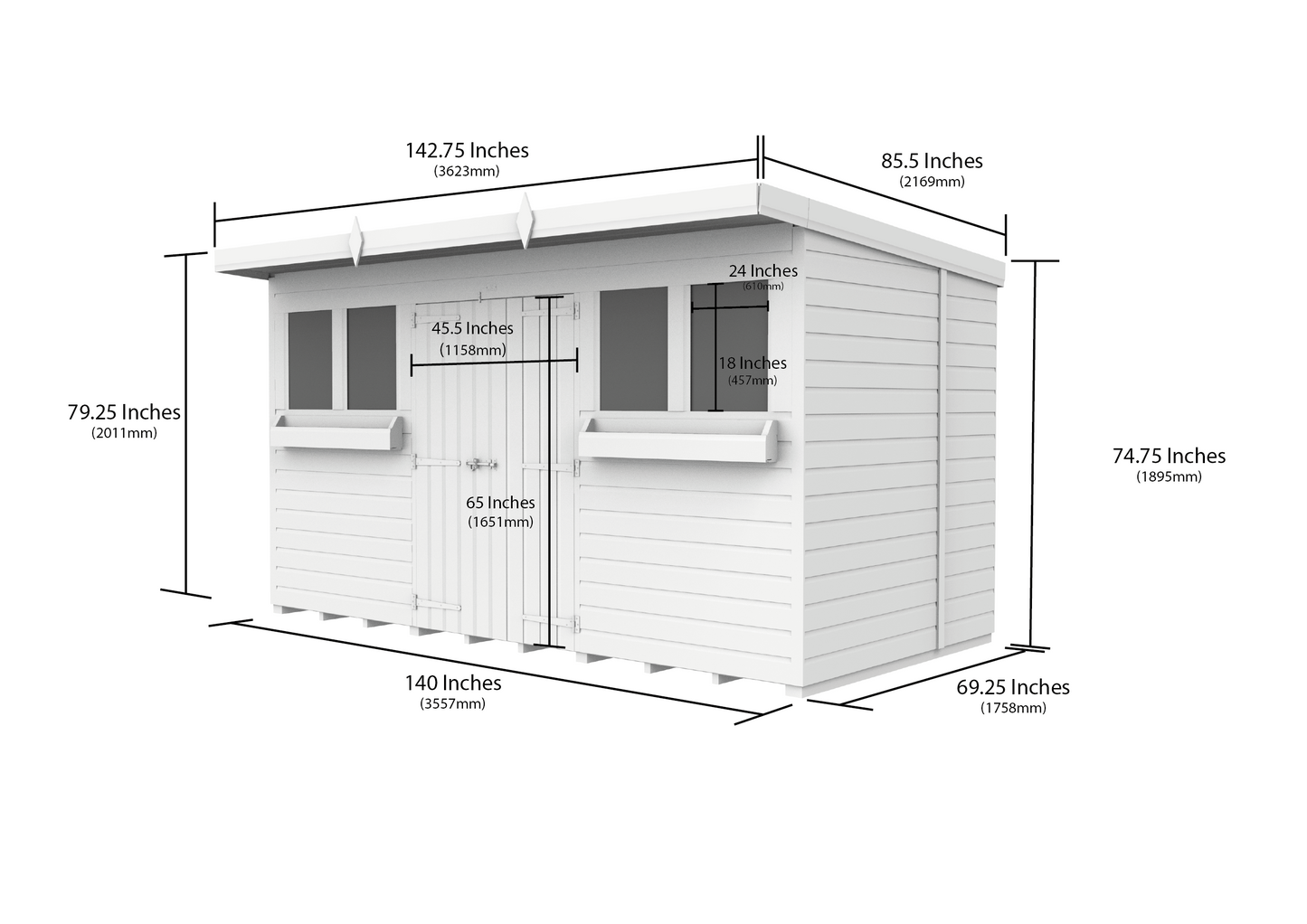 Sheds DIY Pent Summer Shed 6 ft Width