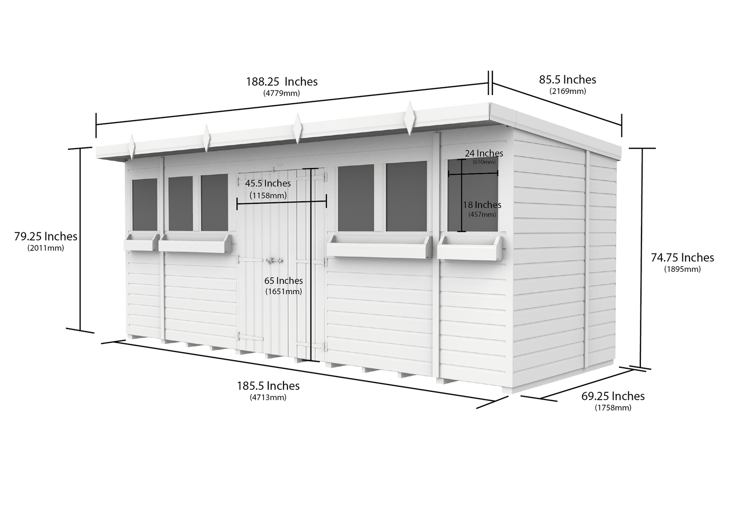 Sheds DIY Pent Summer Shed 6 ft Width