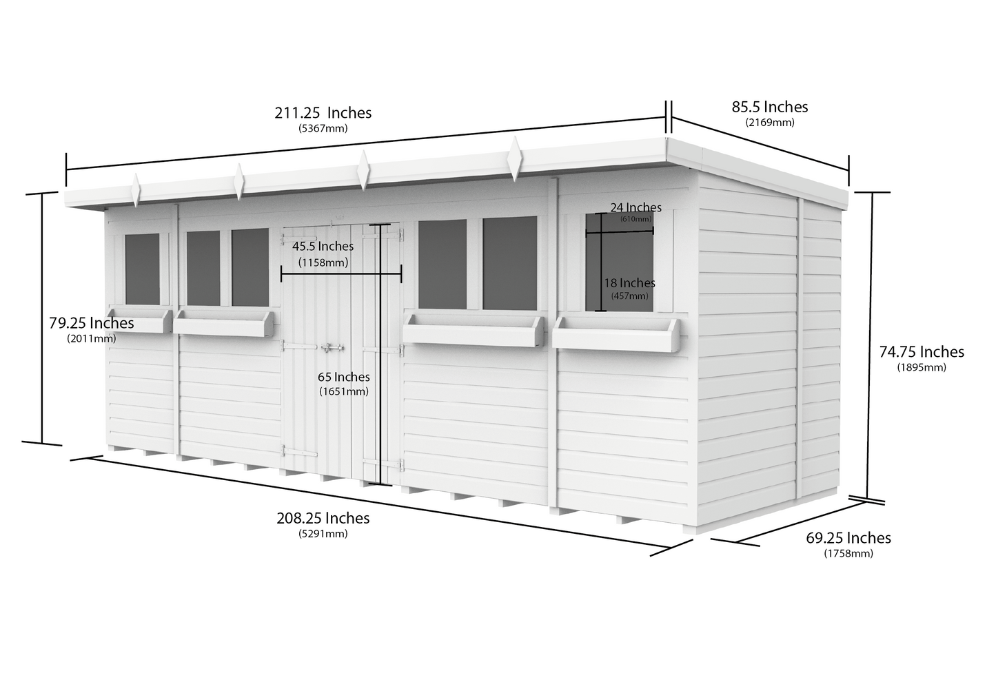 Sheds DIY Pent Summer Shed 6 ft Width