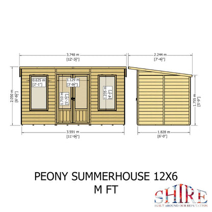 Shire Peony 12x6 Pent Summerhouse