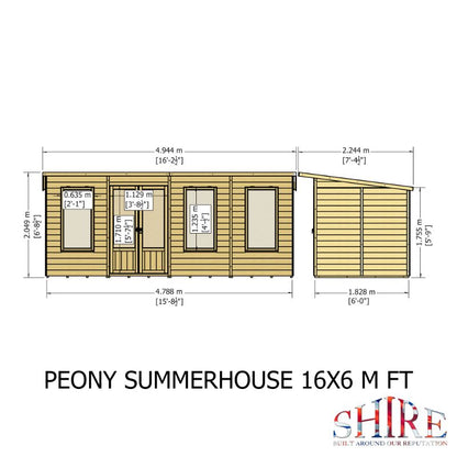 Shire Peony 16x6 Pent Summerhouse