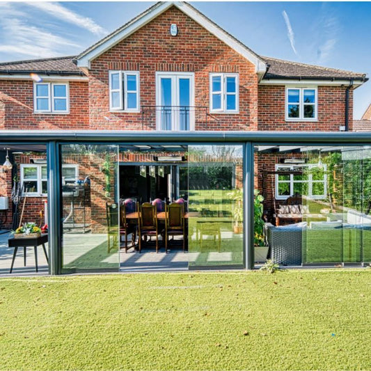 Deponti Pigato Aluminium Veranda with Polycarbonate Roof, Front and Side Walls