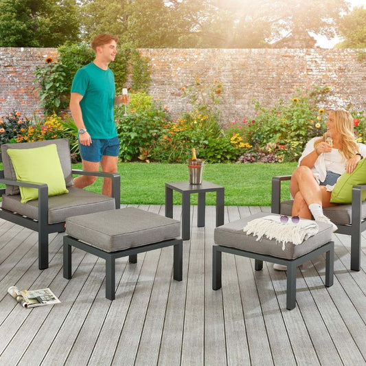 HEX Living Tutbury Footstool with Two Chairs and Side Table Set