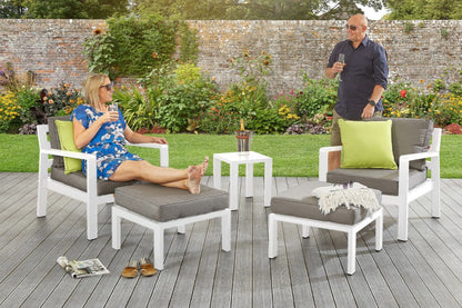 HEX Living Tutbury Footstool with Two Chairs and Side Table Set