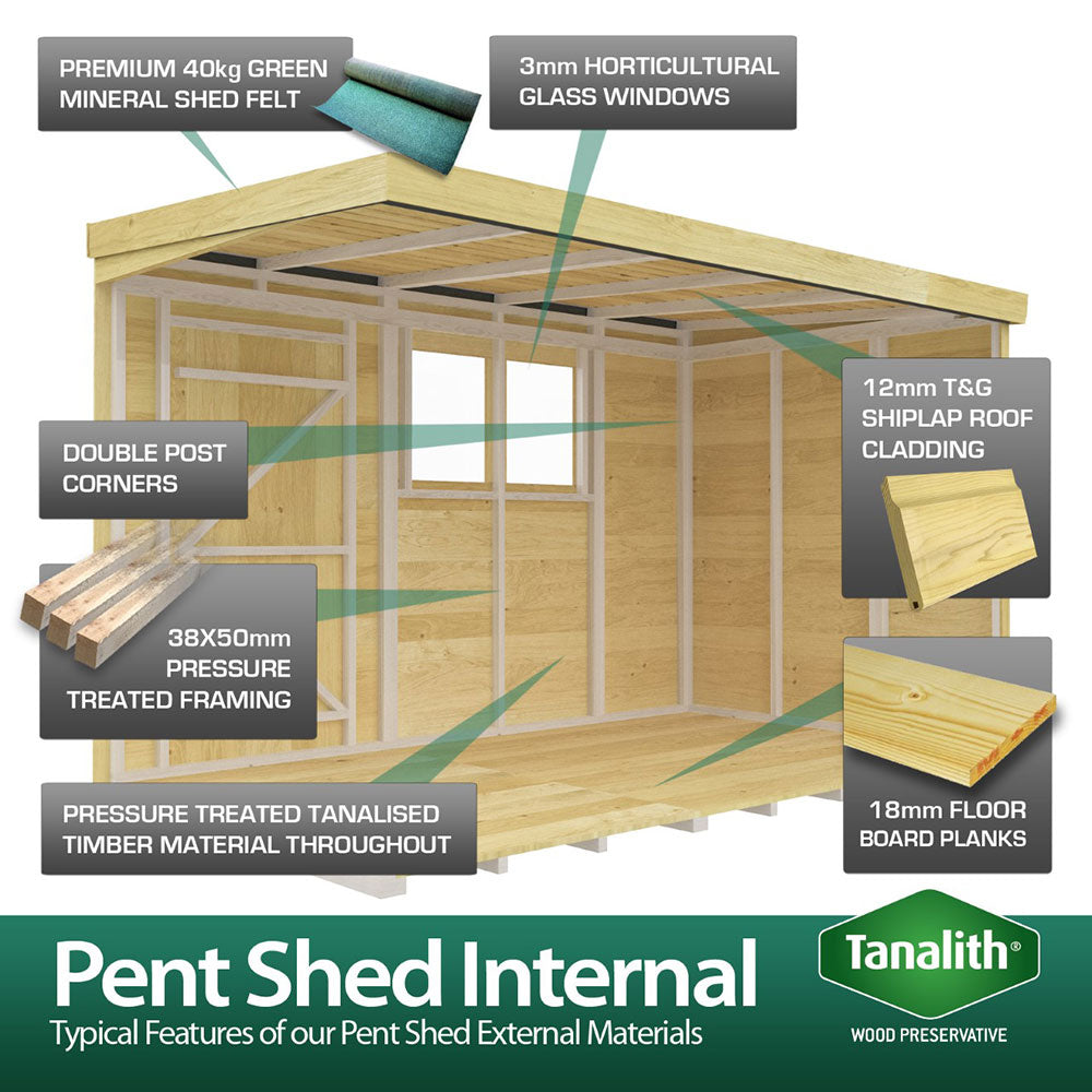 Sheds DIY Pent Summer Shed 8 ft Width