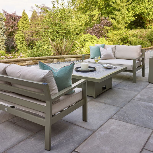 HEX Living Tutbury Dual Height Rectangular Table with Two Sofas
