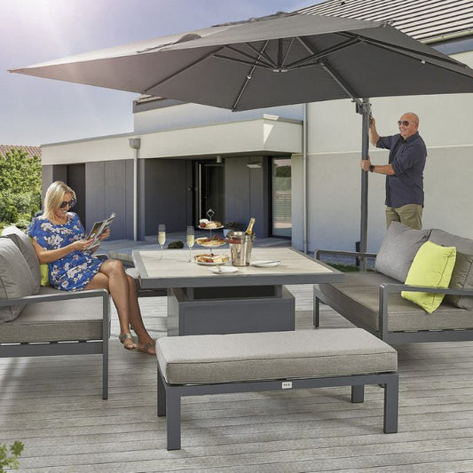 HEX Living Tutbury Dual Height Square Table with Two Sofas and Two Large Benches