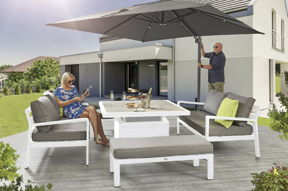 HEX Living Tutbury Dual Height Square Table with Two Sofas and Two Large Benches