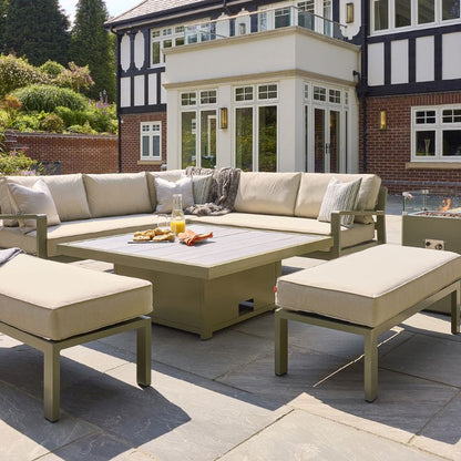 HEX Living Tutbury Dual Height Square Table with Corner Sofa and Two Large Benches