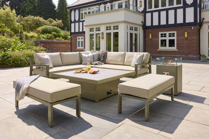 HEX Living Tutbury Dual Height Square Table with Corner Sofa and Two Large Benches