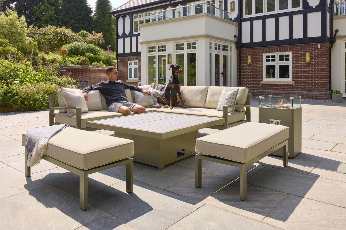 HEX Living Tutbury Dual Height Square Table with Corner Sofa and Two Large Benches