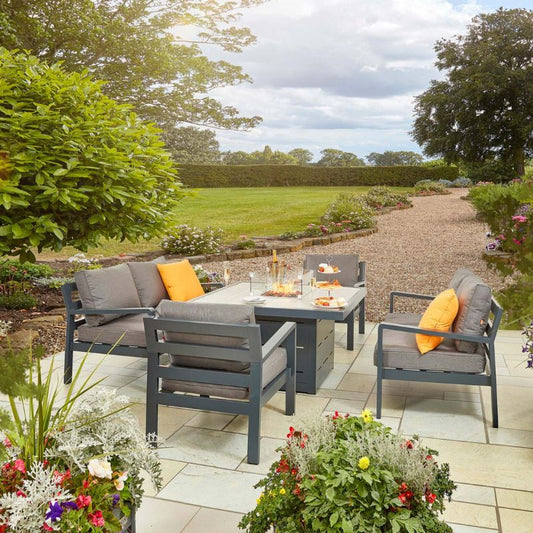 HEX Living Tutbury Fire Pit Table Set with Two Sofas and Two Chairs