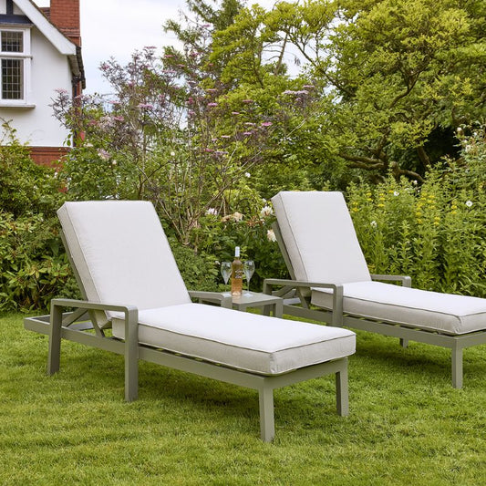 HEX Living Tutbury Footstool Garden Loungers Set with Side Table