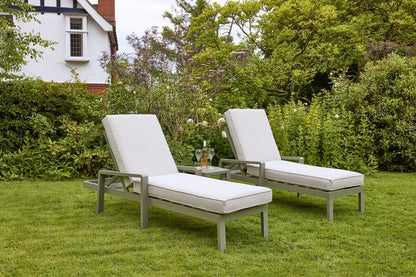 HEX Living Tutbury Footstool Garden Loungers Set with Side Table