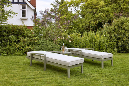 HEX Living Tutbury Footstool Garden Loungers Set with Side Table