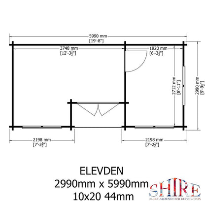 Shire Elveden 10x20 44mm Log cabin